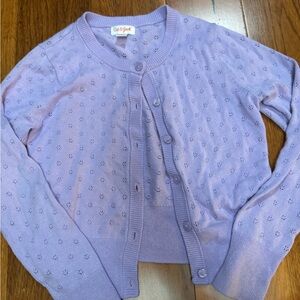 Cat & Jack Lilac Eyelet Knit Cardigan - size 8